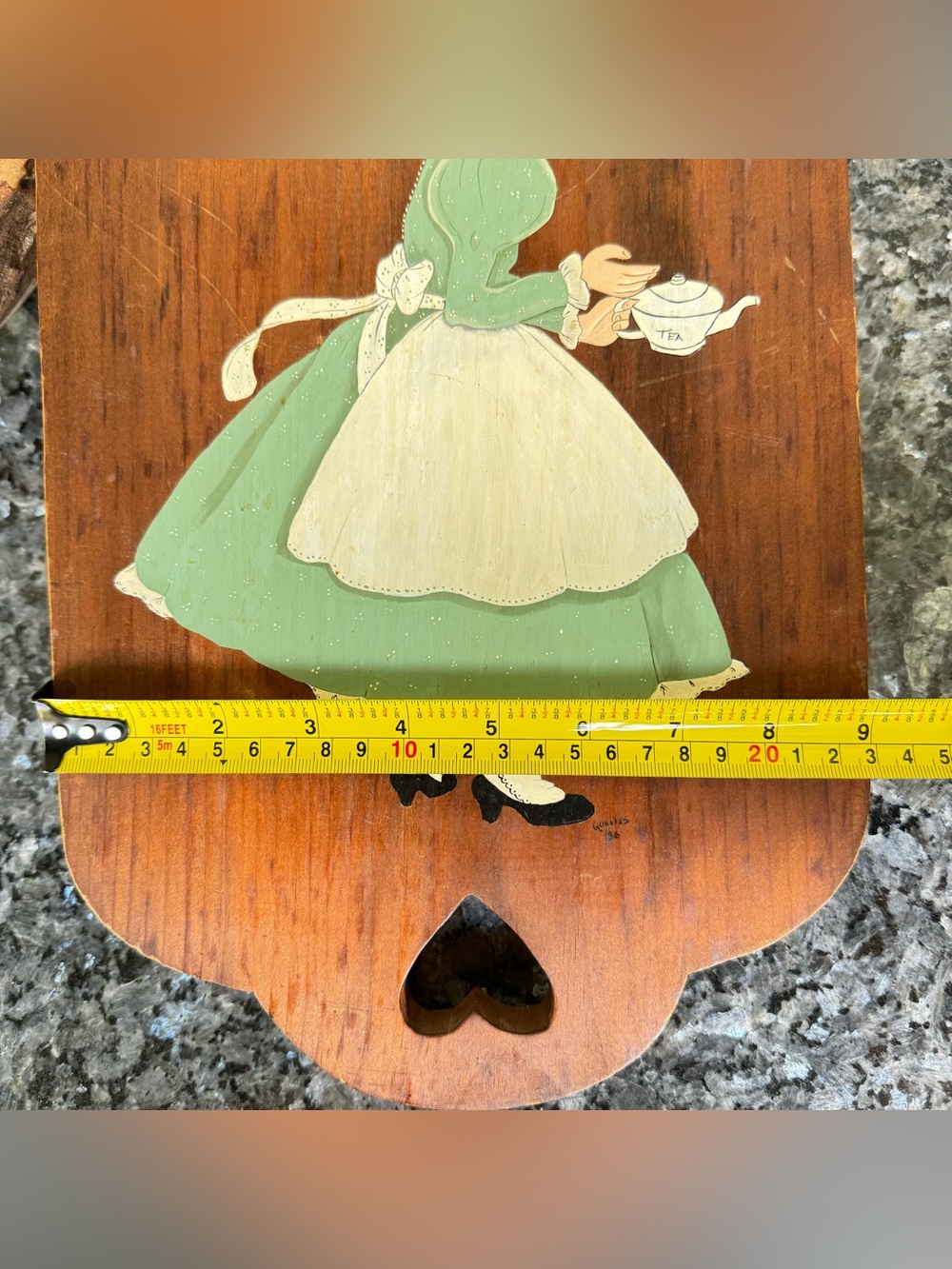 VTG Hand-Painted “Refreshment Lady” Wall Hanging Plaque, Wood, Heart Cut-Outs - Picture 5 of 5